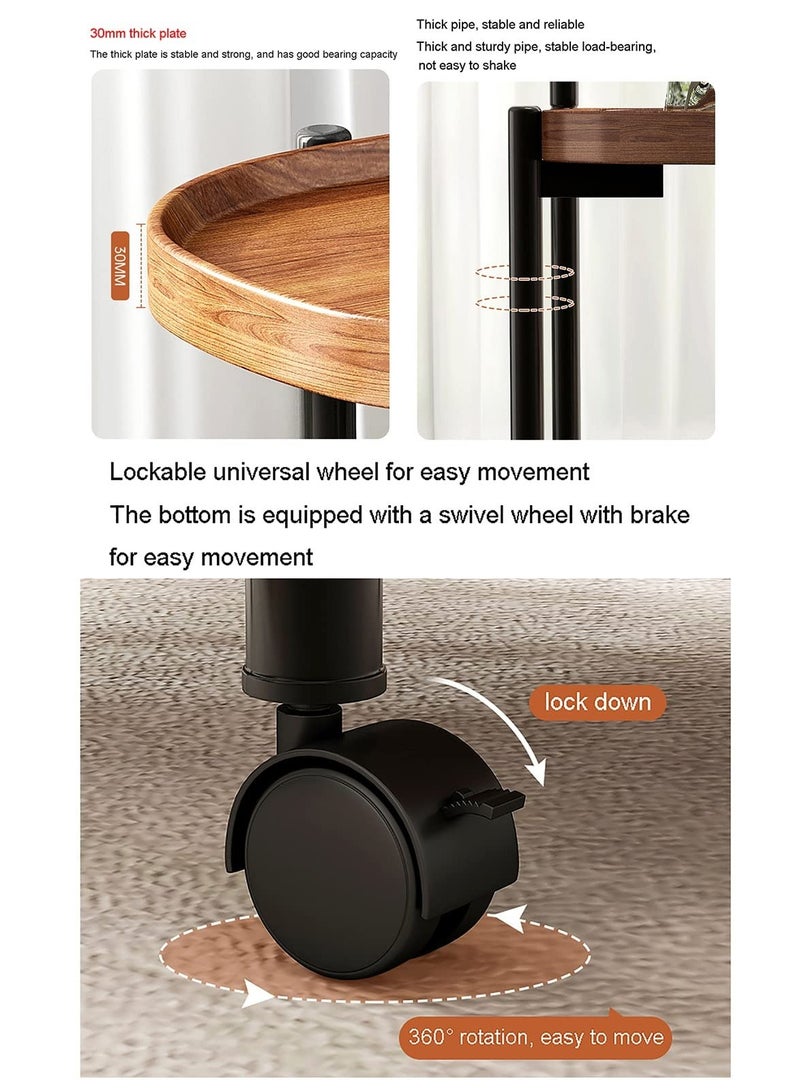Generic Sofa Side Small Table Living Room Balcony Small Round Tea Table Bedside Storage Shelf Holder Cart Trolley Rolling cart  - Image 4