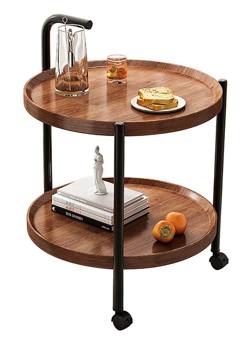 Generic Sofa Side Small Table Living Room Balcony Small Round Tea Table Bedside Storage Shelf Holder Cart Trolley Rolling cart  - Image 5