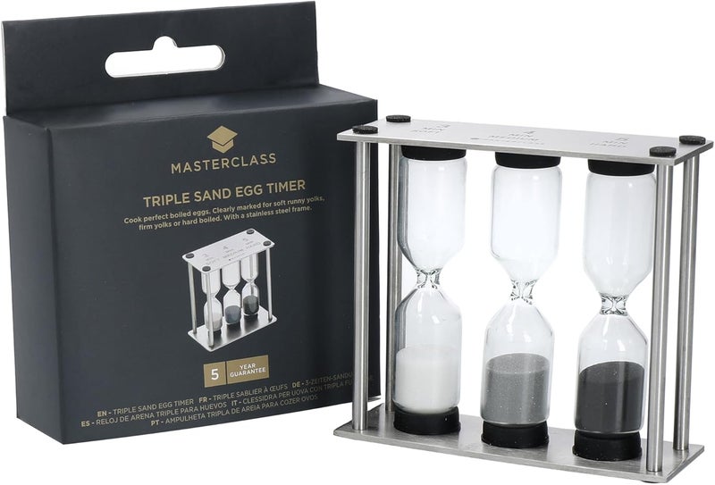 Master Class Professional Stainless Steel Triple Sand Timer, Display Boxed - Image 4