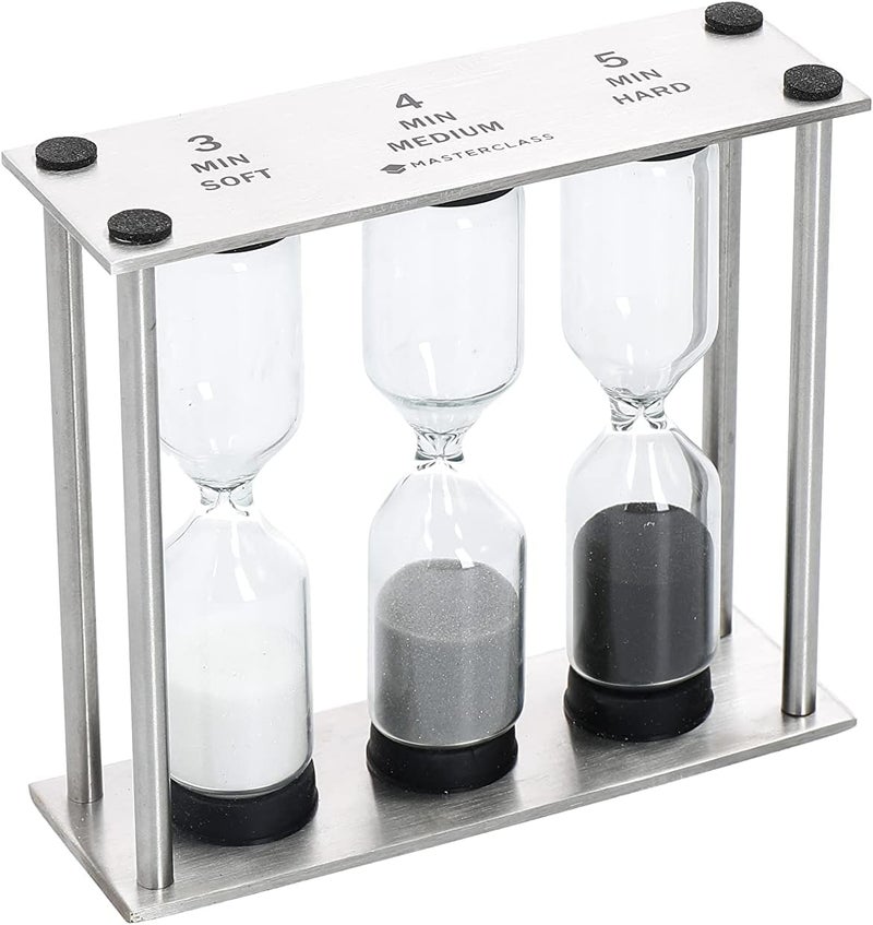 Master Class Professional Stainless Steel Triple Sand Timer, Display Boxed - Image 1