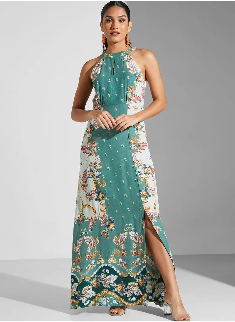 Label RITU KUMAR Floral Halter Maxi Dress
