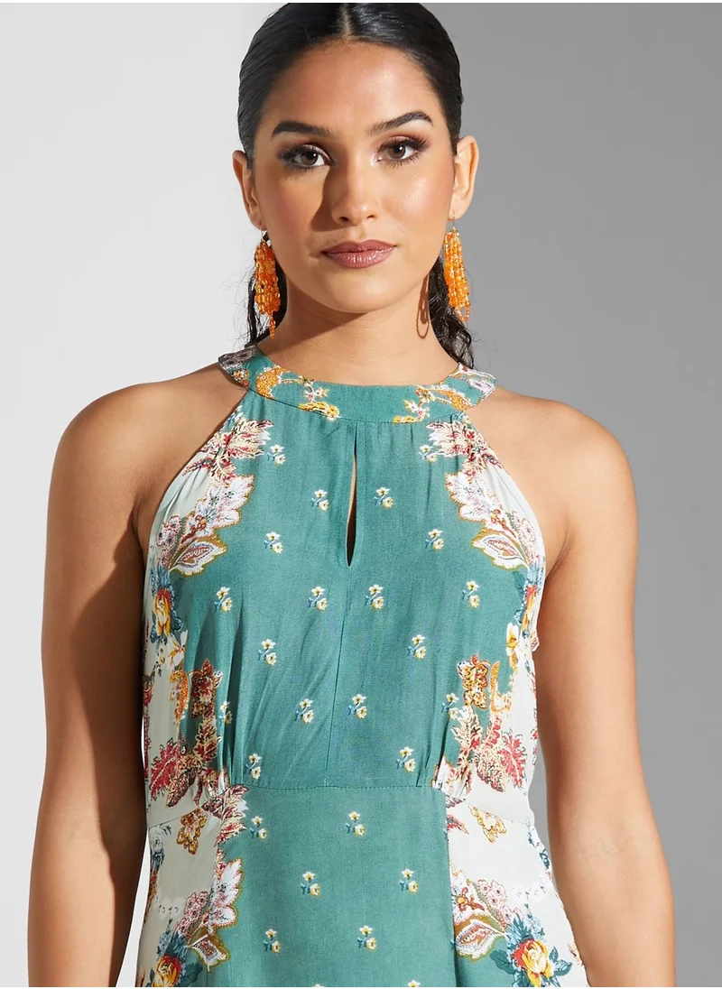Label RITU KUMAR Floral Halter Maxi Dress