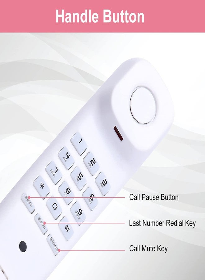 ASHATA Basic Corded Phone, Landline Phones for Home, Pause/Mute/Last Number Redial Functions, Wall Mounted House Phone Telephone Built in Dial Pad, - Image 5