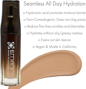 Emani 12 Hour Makeup Foundation Liquid Medium to Full Coverage 252 Sand Beige Medium Tan 100 Vegan Natural good for Sensitive Skin - Image 2