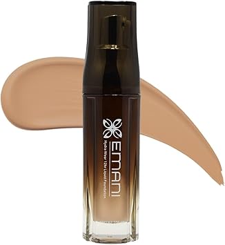 Emani 12 Hour Makeup Foundation Liquid Medium to Full Coverage 252 Sand Beige Medium Tan 100 Vegan Natural good for Sensitive Skin - Image 1