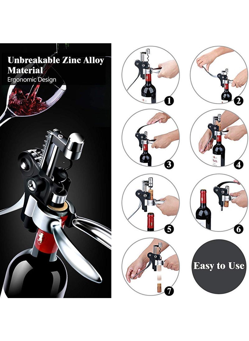 ELEPHANTBOAT - ELEPHANTBOAT Wine Opener Corkscrew Kit Manual Rabbit Wine Bottle Opener Corkscrew Set Screwpull Levers with Foil Cutter Cork Gift for Family Friends - Image 1