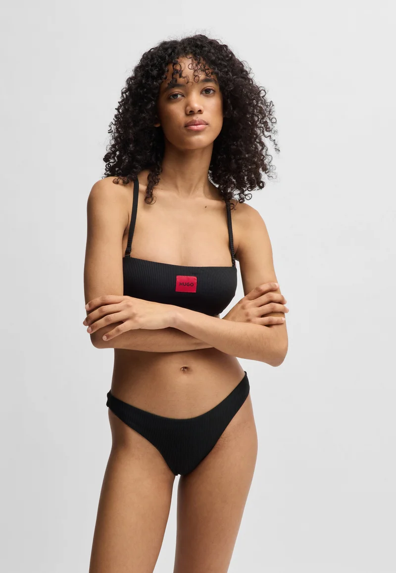 HUGO Bandeau bikini top with logo label