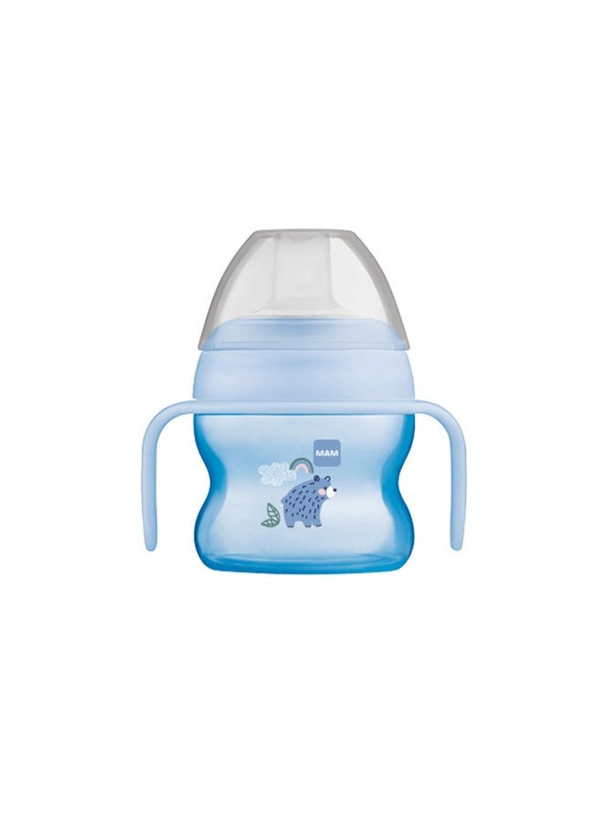MAM - MAM Starter Cup (1 Count), MAM Sippy Cup, Drinking Cup with Extra-Soft Spill-Free Spout and Non-Slip Handles, for Boys 4+ Months, Five Ounces, Blue - Image 1