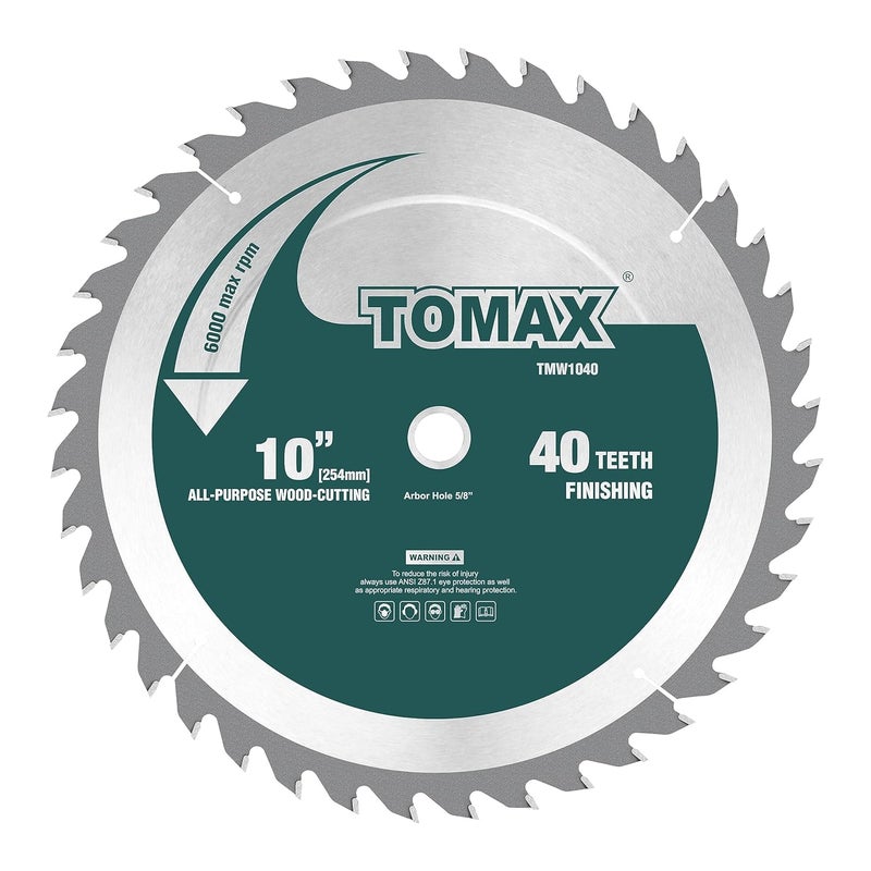TOMAX 10-Inch 40 Tooth ATB Finishing Saw Blade with 5/8-Inch Arbor - Image 1