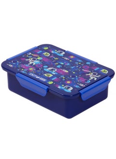 Eazy Kids صندوق غداء بينتو قابل للتحويل مكون من 1 و2 و3 و4 أقسام، مطبوع عليه شعار رواد الفضاء - أزرق، 850 مل  - Image 1