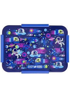 Eazy Kids صندوق غداء بينتو قابل للتحويل مكون من 1 و2 و3 و4 أقسام، مطبوع عليه شعار رواد الفضاء - أزرق، 850 مل  - Image 5