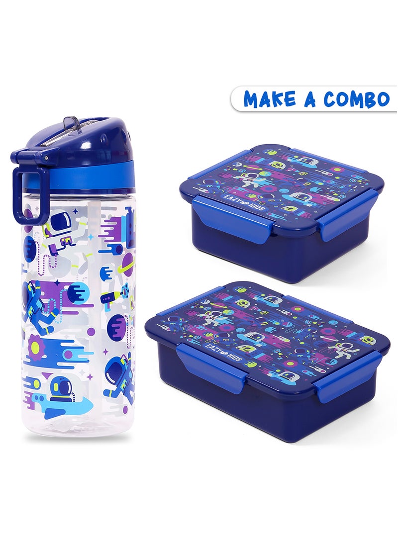 Eazy Kids - 1, 2, 3, 4 Compartment Convertible Bento Lunch Box Astronauts - Blue 850Ml - Image 1
