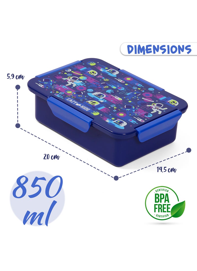 Eazy Kids - 1, 2, 3, 4 Compartment Convertible Bento Lunch Box Astronauts - Blue 850Ml - Image 1