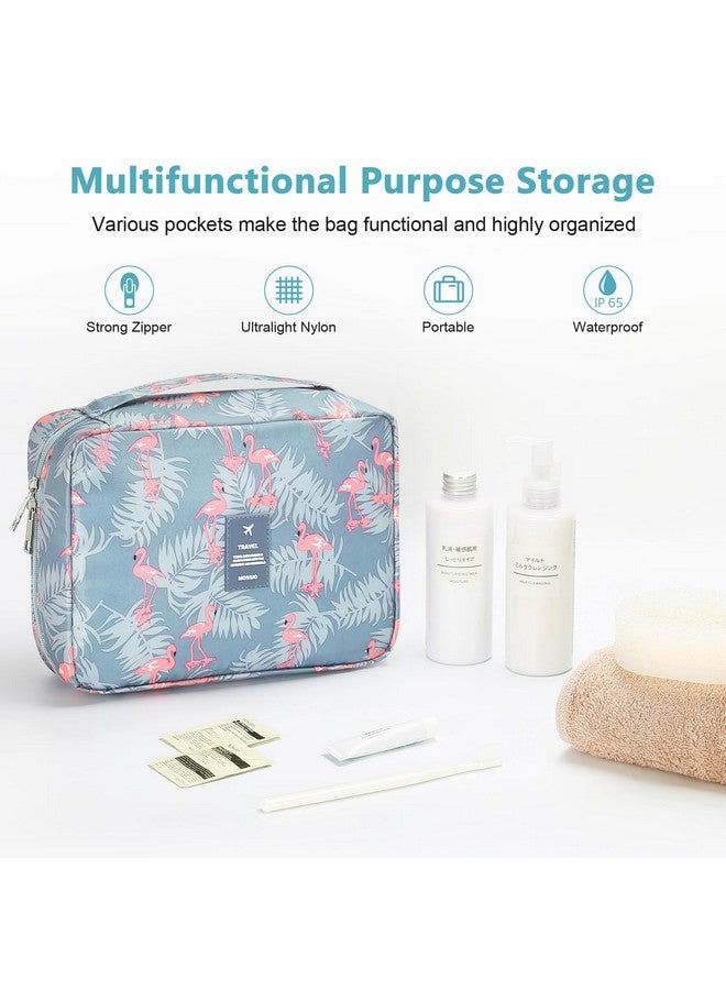 Mossio Hanging Toiletry Bag with Sturdy Hook - Large Portable Cosmetic Makeup Travel Organizer for Men & Women, Grey Flamingo - Image 3