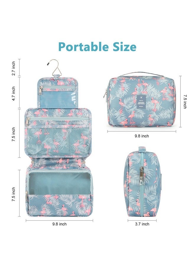 Mossio Hanging Toiletry Bag with Sturdy Hook - Large Portable Cosmetic Makeup Travel Organizer for Men & Women, Grey Flamingo - Image 4
