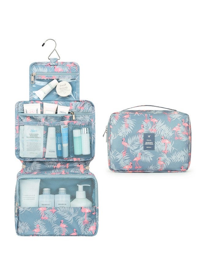 Mossio Hanging Toiletry Bag with Sturdy Hook - Large Portable Cosmetic Makeup Travel Organizer for Men & Women, Grey Flamingo - Image 2
