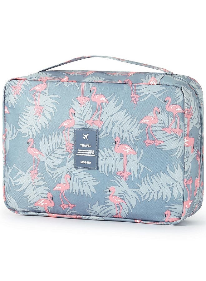 Mossio Hanging Toiletry Bag with Sturdy Hook - Large Portable Cosmetic Makeup Travel Organizer for Men & Women, Grey Flamingo - Image 1