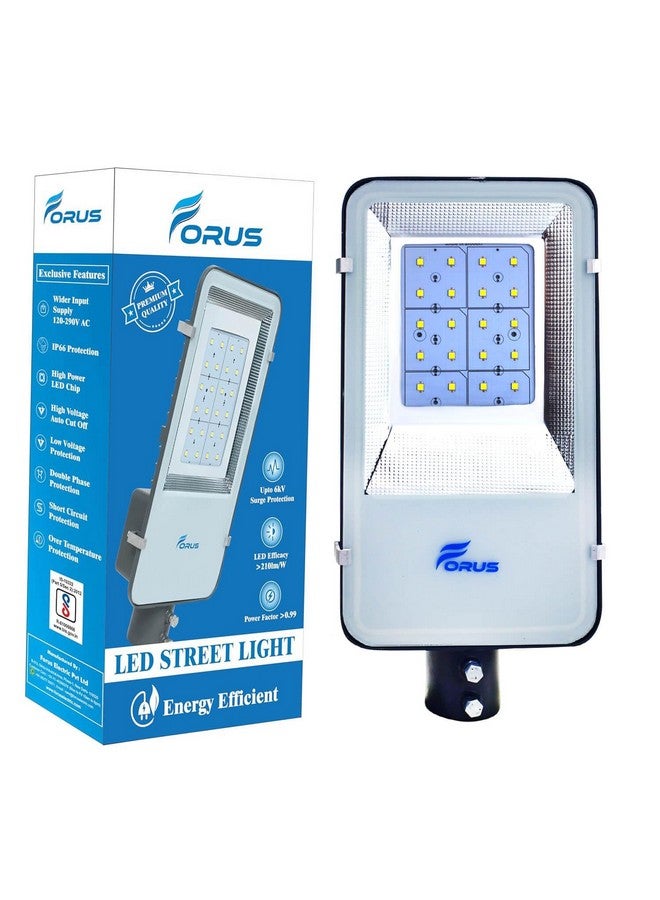 Forus 100W LED Street Light Cool White - IP66 Waterproof Outdoor Lighting Fixture, Energy Efficient Road Lamp with 10-Year Warranty for Street, Garden, Parking Lot, Highway, Backyard - 1 PC - Image 1