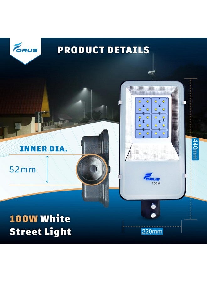 Forus 100W LED Street Light Cool White - IP66 Waterproof Outdoor Lighting Fixture, Energy Efficient Road Lamp with 10-Year Warranty for Street, Garden, Parking Lot, Highway, Backyard - 1 PC - Image 5