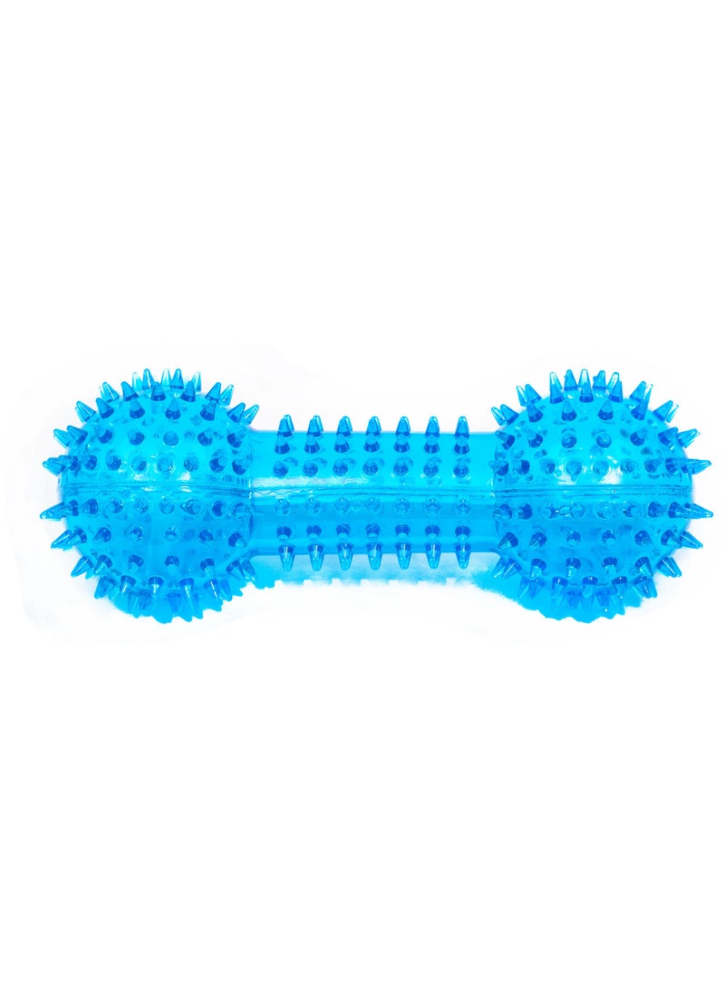 PL Spiky Squeaky Dumbbell Dog Toy - Blue - Durable, Interactive Fun for Your Dog - Image 1