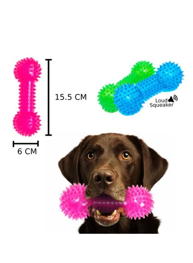 PL Spiky Squeaky Dumbbell Dog Toy - Blue - Durable, Interactive Fun for Your Dog - Image 2