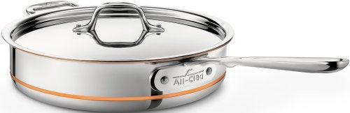 All-Clad AllClad Copper Core 5Ply Stainless Steel Saut Pan with Steel Lid 3 Quart Induction Oven Broiler Safe 600F Pots and Pans Cookware Silver 