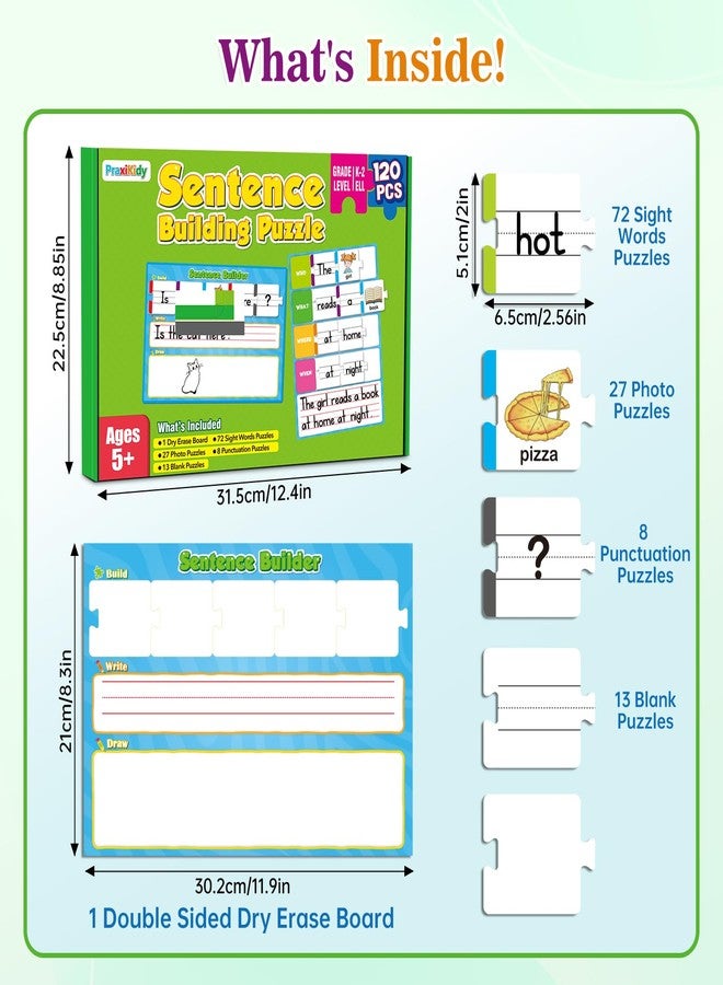 PraxiKidy Sentence Building for Kids,Sight Word Puzzles for Kindergarten 1st 2nd Grade,Speech Therapy Materials ESL Special Education Classroom Must Haves Reading Games Learning Activities Homeschool - Image 4