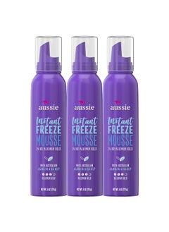 Aussie Aussie Mousse with Jojoba  Sea Kelp Instant Freeze 24 Hour Hold 6 fl oz Triple Pack 