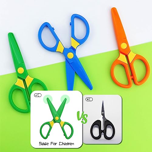 JIALEEY Plastic Child-Safe Scissor Set, Toddlers Training Scissors, Pre-School Training Scissors and Children Art Supplies（3pcs） - Image 5