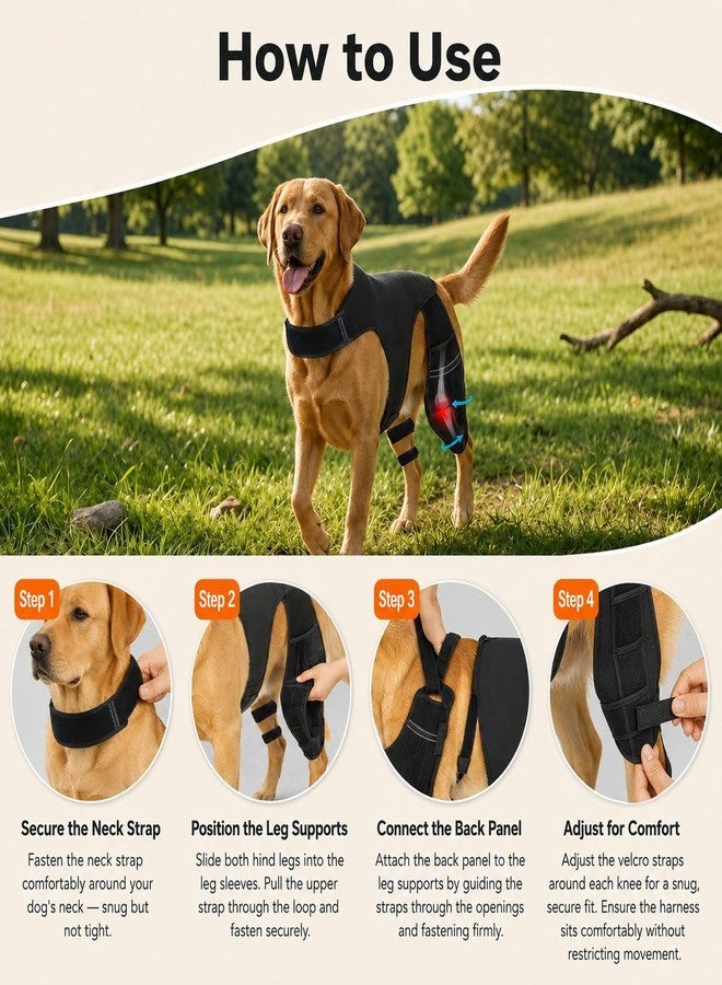 TAKERYS Dog Knee Brace for Back Leg Support - Adjustable Dog Leg Stabilizer with Hip Support, Comfortable Mobility & Joint Support for Small, Medium & Large Dogs (M) - Image 3