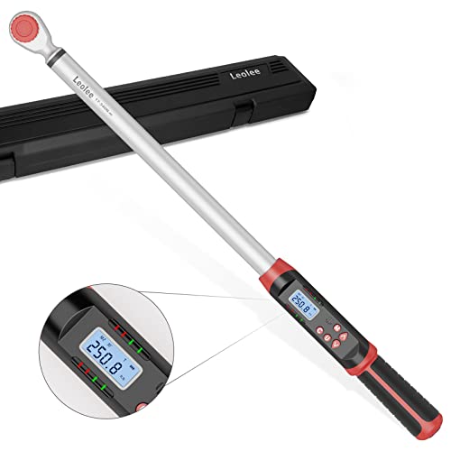 Leolee 1/2-Inch Drive Digital Torque Wrench with Angle, 12.5-250.8 ft-lb/17-340 Nm, Electronic Torque Wrench with Preset Value, Data Storage, Buzzer, LED Flash Notification for Motorcycle, Car - Image 1
