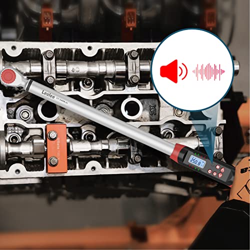 Leolee 1/2-Inch Drive Digital Torque Wrench with Angle, 12.5-250.8 ft-lb/17-340 Nm, Electronic Torque Wrench with Preset Value, Data Storage, Buzzer, LED Flash Notification for Motorcycle, Car - Image 5