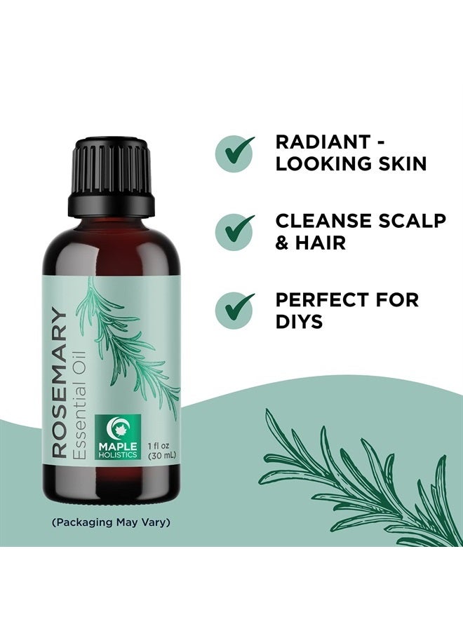 Maple Holistics Pure Rosemary Essential Oil for Aromatherapy - Pure Rosemary Oil for Hair Skin and Nails - Refreshing Rosemary Essential Oil for Diffusers Plus Dry Scalp Treatment and Hair Oil for Enhanced Shine - Image 3