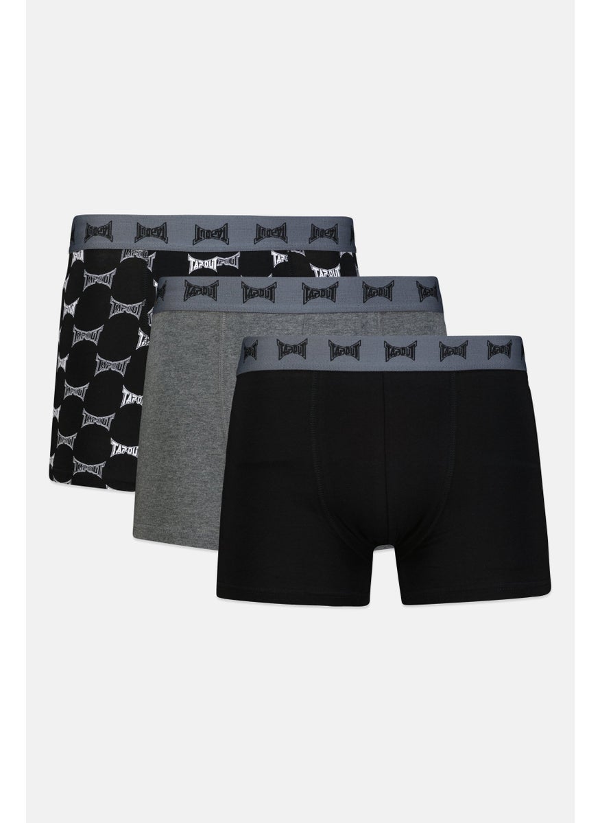 TapouT - Men 3 Pieces Brand Logo Boxer Brief, Black/Grey - Image 1