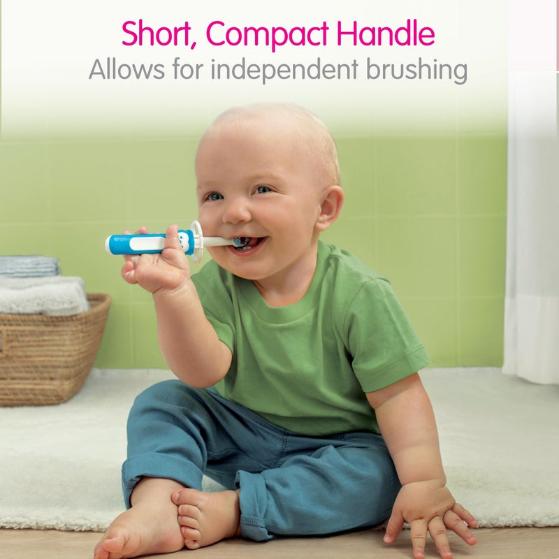 MAM Baby Toothbrushes (2 Baby's Brushes and 1 Safety Shield), Toothbrushes with Brushy The Bear Character, Interactive App, for Boys 6+ Months, Blue - Image 4