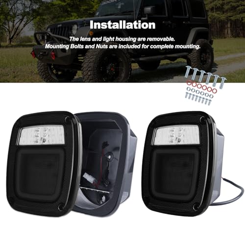 XtraGlow Smoked Halo Tail Lights Square Rear Combination Tail Lights Lamps Assembly Replacement for 1976-2006 Wrangler TJ YJ CJ5 CJ7 with Passenger and Driver Side Marker Stop Turn Signal Brake Lights, 2Pcs - Image 5