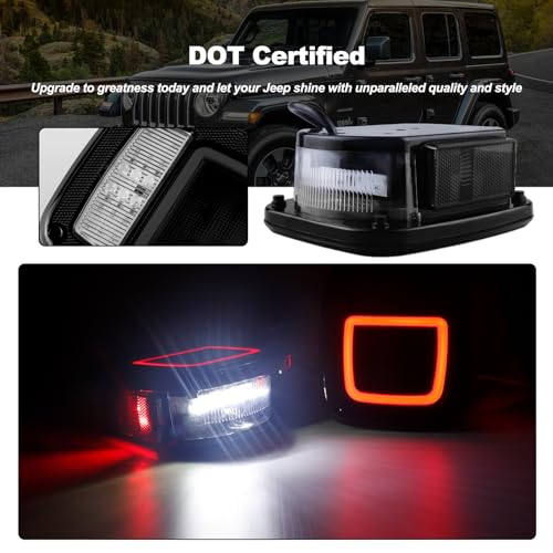 XtraGlow Smoked Halo Tail Lights Square Rear Combination Tail Lights Lamps Assembly Replacement for 1976-2006 Wrangler TJ YJ CJ5 CJ7 with Passenger and Driver Side Marker Stop Turn Signal Brake Lights, 2Pcs - Image 2