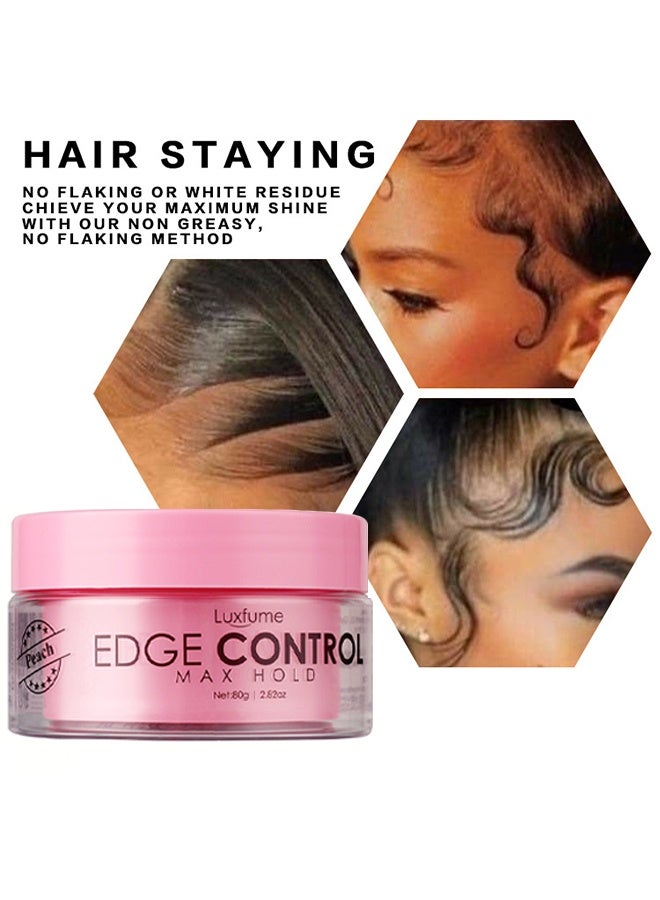 Luxfume Edge Control, Booster Extra Strength Moisture Thick Coarse Hair Great For Relaxed And Natural Hair Strong Hold Styling Gel 80g (Peach) - Image 3