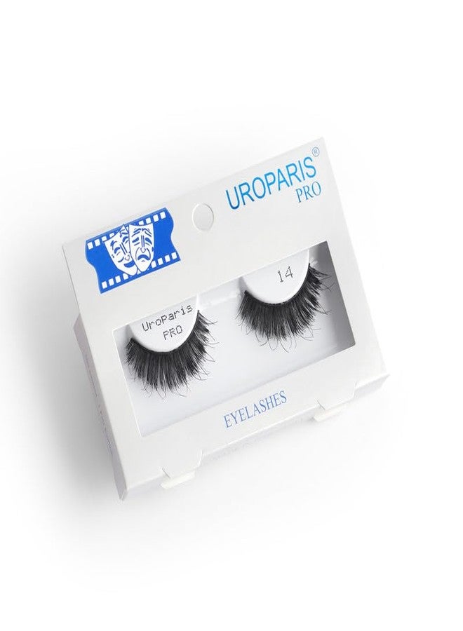 Uroparis PRO 14 Eyelashes for Women - 3D Look Eye Lashes | Handmade, Volumizing & Lightweight False Lashes with Virgin Hair | Dark & Thick Eyelashes | For Glam Look & Enhance Beauty (Black) - 1 Pair - Image 1