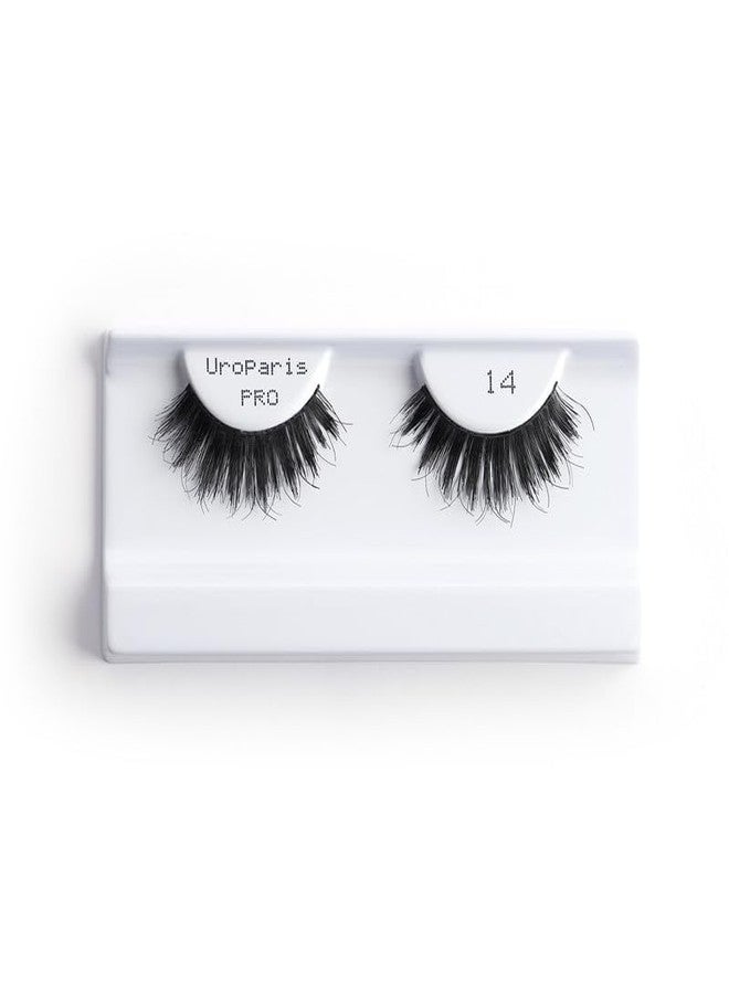 Uroparis PRO 14 Eyelashes for Women - 3D Look Eye Lashes | Handmade, Volumizing & Lightweight False Lashes with Virgin Hair | Dark & Thick Eyelashes | For Glam Look & Enhance Beauty (Black) - 1 Pair - Image 2