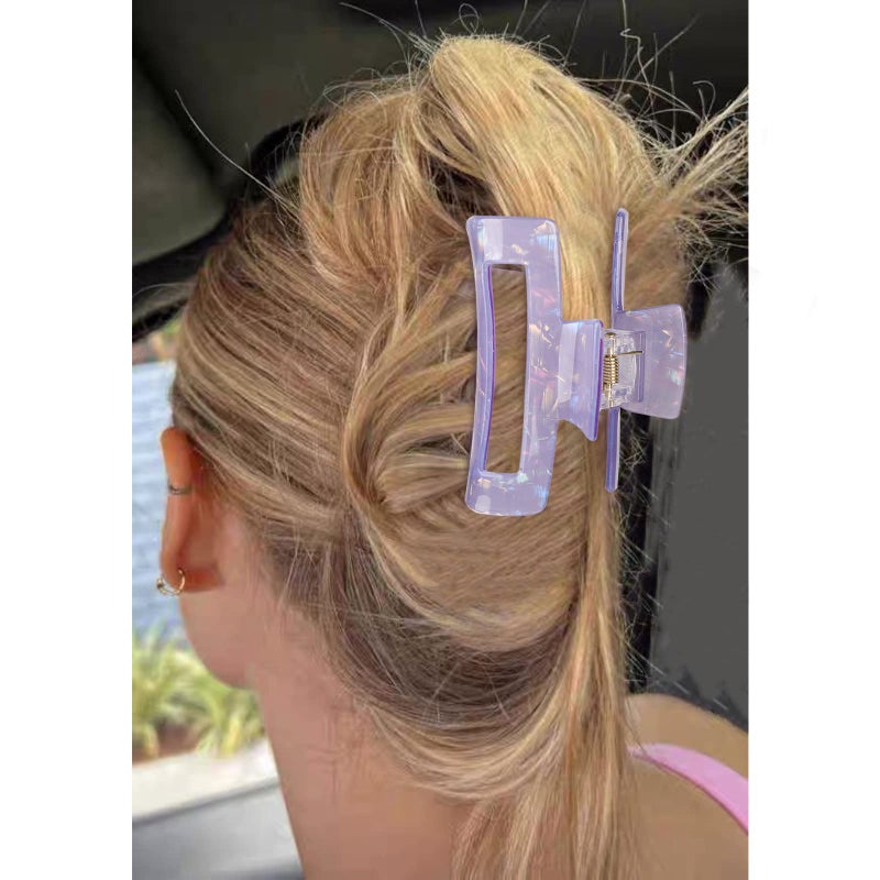 Magicsky 10 Pcs Hair Claw Clips for Women, Opal Marble Tortoise Acrylic Large Clip for Thick Thin Hair, 90's Cute Butterfly Barrettes Pins, Aesthetic Styling Accessories for Girls-Rectangle - Image 5