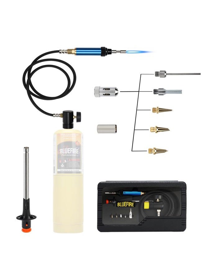 BLUEFIRE 3' Hose MAP/MAPP Gas Soldering Mini Pen Torch Kit Multi-Function Propane Torch with Free Flint Lighter Hotter Jewelry Torch Portable Brazing Welding Torch Kit by MAP Pro Propane Cylinder - Image 1