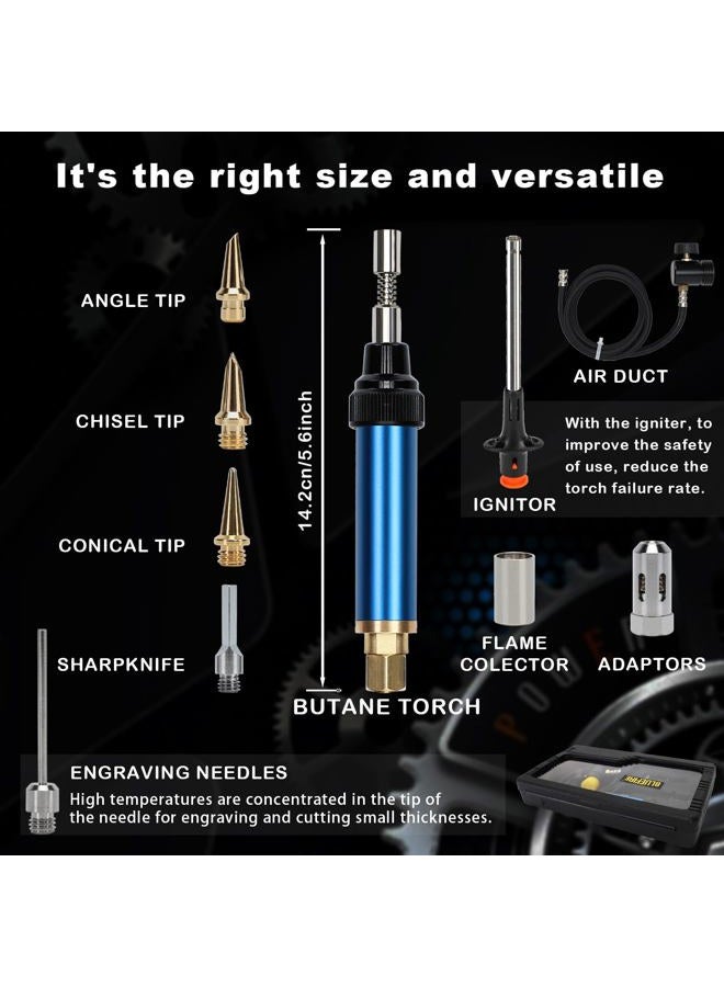 BLUEFIRE 3' Hose MAP/MAPP Gas Soldering Mini Pen Torch Kit Multi-Function Propane Torch with Free Flint Lighter Hotter Jewelry Torch Portable Brazing Welding Torch Kit by MAP Pro Propane Cylinder - Image 2