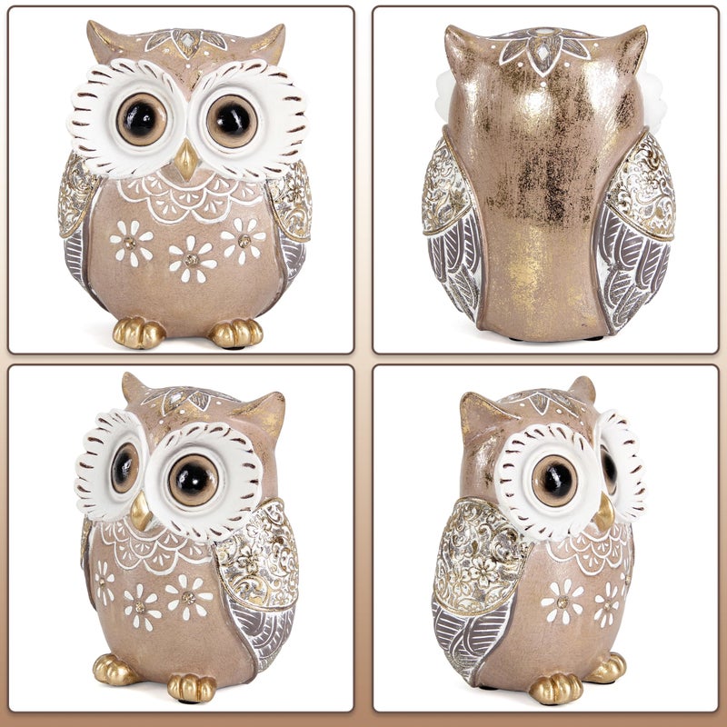 Leekung Owl Figurine Home Decor,Owl Statues and Sculptures for Shelf Decor Accents,Boho Owls Decorations for Bookshelf Bedroom Living Room Office Table Decor,Animal Gifts for Bird Lovers Women - Image 5