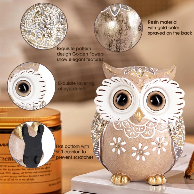Leekung Owl Figurine Home Decor,Owl Statues and Sculptures for Shelf Decor Accents,Boho Owls Decorations for Bookshelf Bedroom Living Room Office Table Decor,Animal Gifts for Bird Lovers Women - Image 3