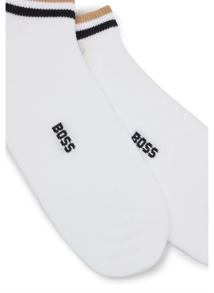 BOSS Two-pack of ankle socks with signature-stripe cuffs