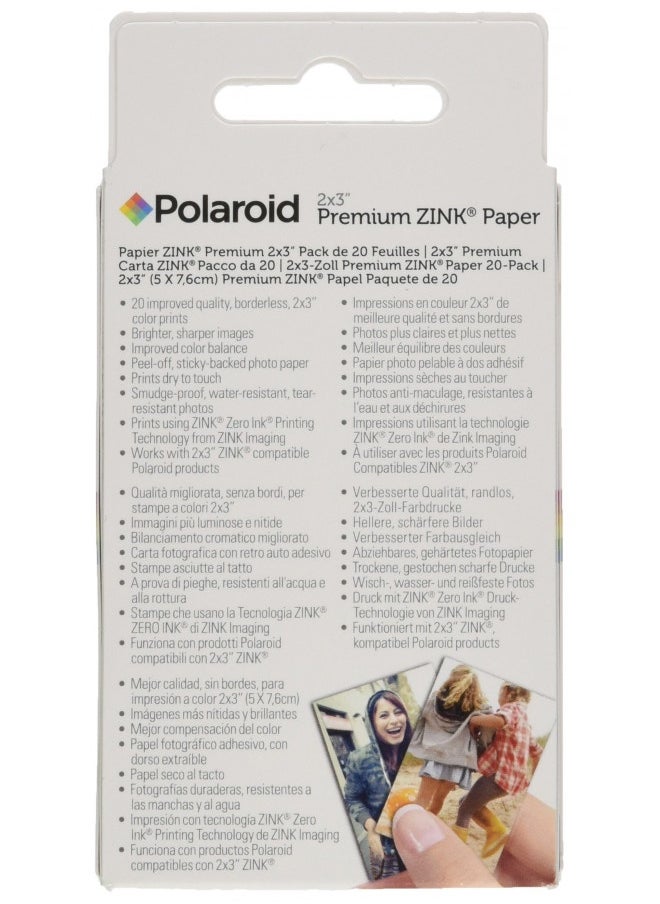 Zink - Zink Polaroid 2X3" Premium Zink Zero Photo Paper 20-Pack - Compatible With Polaroid Snap/Snaptouch Instant Print Digital Cameras And Polaroid Zip Mobile Photo Printer - Image 1