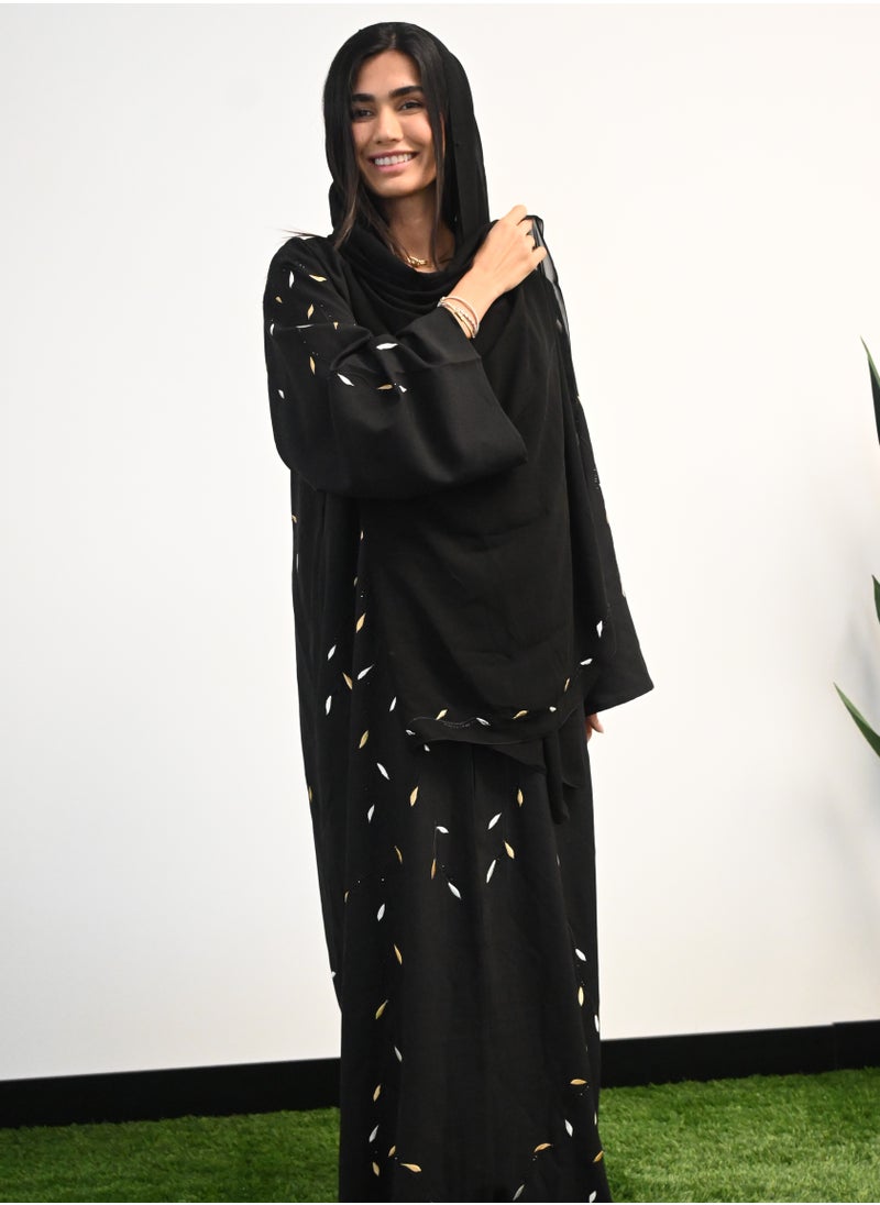 The Black Open And Close Abaya With Leaf Embroidery - pzsku/Z8DD0551F67BA21564BF0Z/45/_/1735279406/e0fdd3b4-e543-4230-b376-94d8209e7cf7