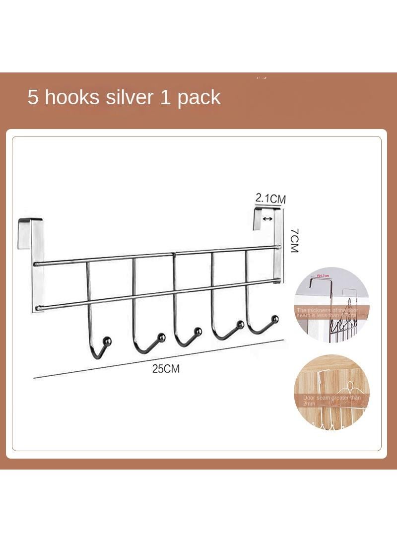 Y&D Bag Towel Coat Clothes Hat Over Door Hanger 5-Hook Bathroom Hanging Rack Holder - Image 1