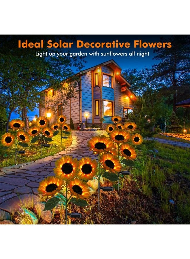 هومستر أضواء عباد الشمس الشمسية، 800 مللمتر أمبير حديقة شمسية مع أزهار ذات مظهر حقيقي في الهواء الطلي أضواء حجر شمسي للحديقة الخلفية، سرير الزهور، الممر، الباتيو، الرواق، زينة الربيع (2 عبوة) - Image 3